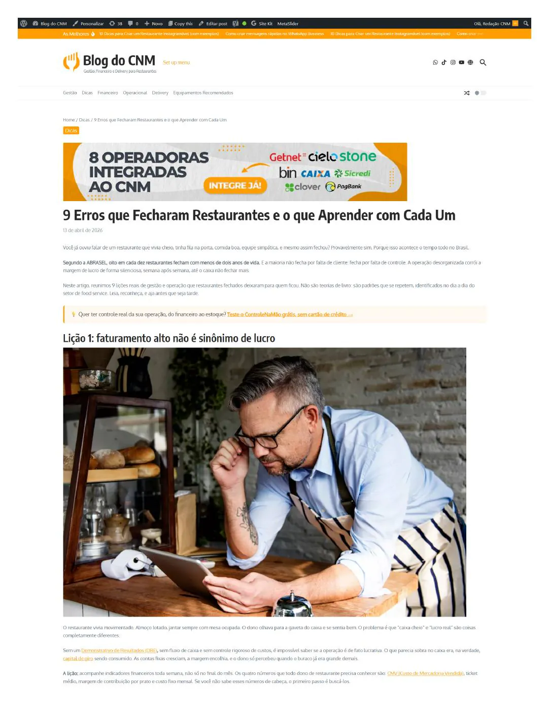 Prévia do projeto 9 erros em restaurantes
