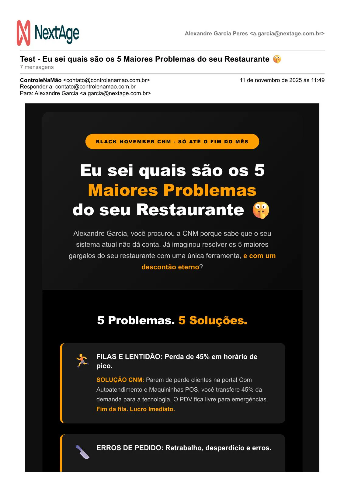 Prévia do projeto 5 maiores problemas